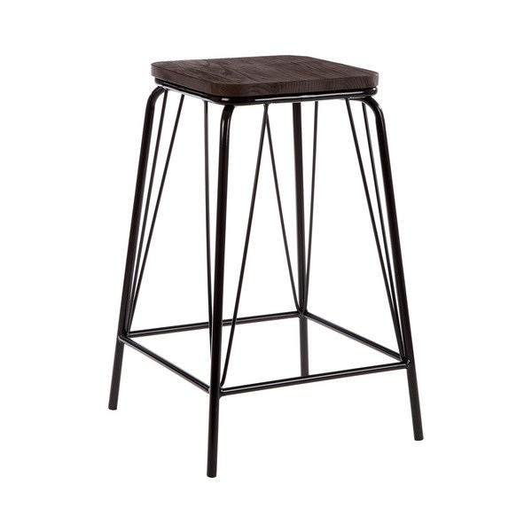 Juodos spalvos/rudos spalvos iš guobos masyvo taburetė District – Premier Housewares