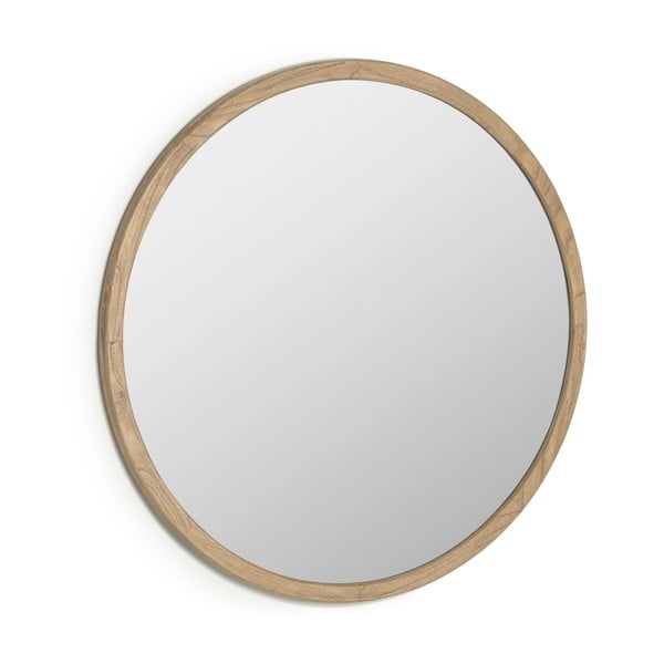 Sieninis veidrodis su medžio masyvo rėmu ø 100 cm Alum – Kave Home