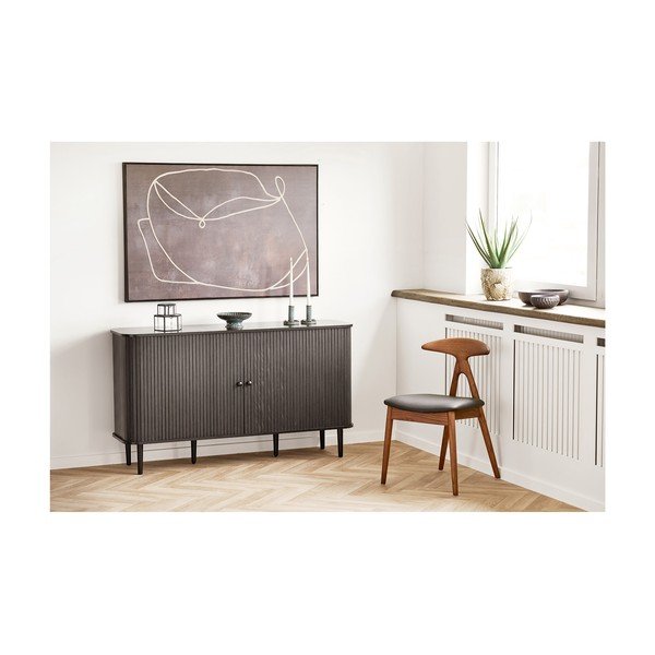 Juodos spalvos iš pušies masyvo šoninė spintelė 140x79x40 cm Nikko – House Nordic-image-1