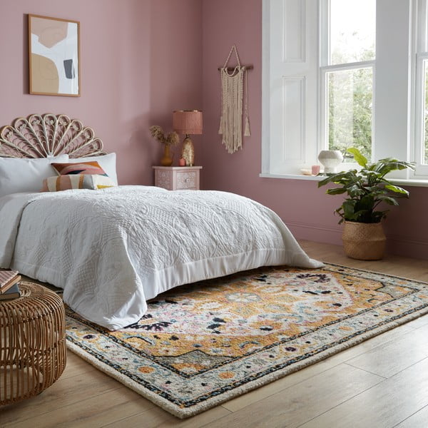 Geltonas vilnonis kilimas 230x160 cm Dahlia - Flair Rugs-image-1