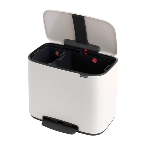 Iš plieno šiukšliadėžė baltos spalvos rūšiavimui/su pedalu 34 l Bo – Brabantia