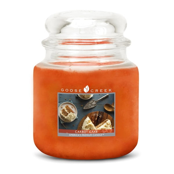 "Goose Creek Carrot Cake" kvapioji žvakė stikliniame indelyje, 75 valandų degimo trukmė