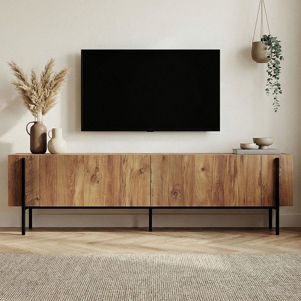 Natūralios spalvos TV spintelė iš pušies 180x45x30 cm Nexus – Kalune Design-image-3