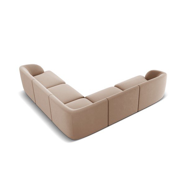 Kampinė sofa smėlio spalvos iš velveto Miley  – Micadoni Home-image-3