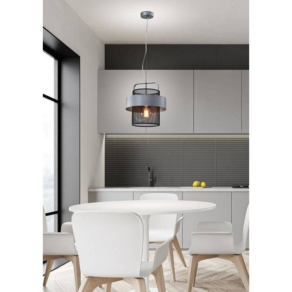 Metalinis pakabinamas juodai sidabrinis šviestuvas ø 30 cm Fiba - Candellux Lighting-image-1