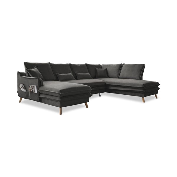 Sulankstoma kampinė sofa tamsiai pilkos spalvos (su dešiniuoju kampu/„U“ formos) Charming Charlie – Miuform