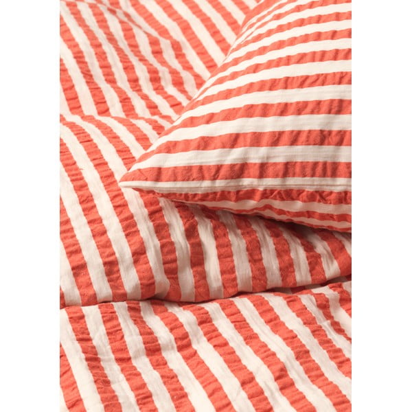 Viengulė patalynė raudonos plytų spalvos/smėlio spalvos banguotos tekstūros 140x200 cm Bæk&Bølge – JUNA-image-2