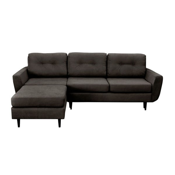 Tamsiai pilka sofa-lova su juodomis kojomis Mazzini Sofas Hortensia, kairysis kampas