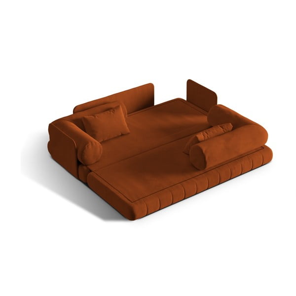 Terakotos spalvos iš velveto sulankstoma sofa 206 cm Kemi – Cosmopolitan Design-image-1