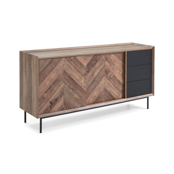 Ąžuolo apdailos juodos spalvos komoda Marceric Utah-image-2