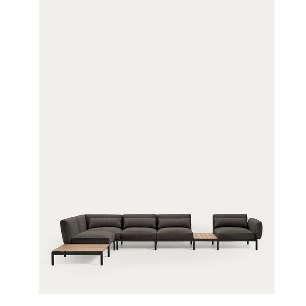 Tamsiai pilkos spalvos iš audinio sodo sofa (su kairiuoju kampu) Sorells – Kave Home-image-4