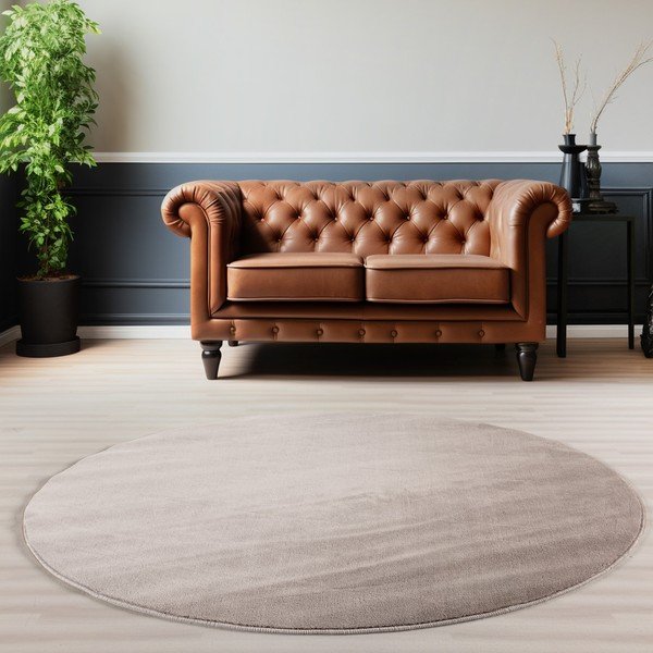 Skalbiamas smėlio spalvos apvalios formos kilimas ø 200 cm Sky – Ayyildiz Carpets-image-1