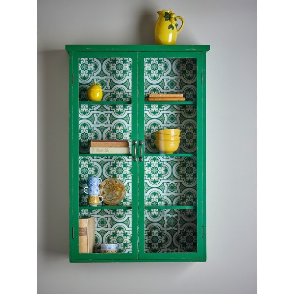 Žalios spalvos iš kėnio masyvo pakabinama vitrina 81x122x22 cm Hazem – Bloomingville-image-1