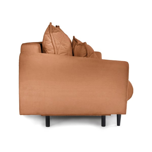 Rudos spalvos iš kordinio velveto sulankstoma/su sandėliavimo vieta sofa 215 cm Bjork – Bonami Selection-image-4