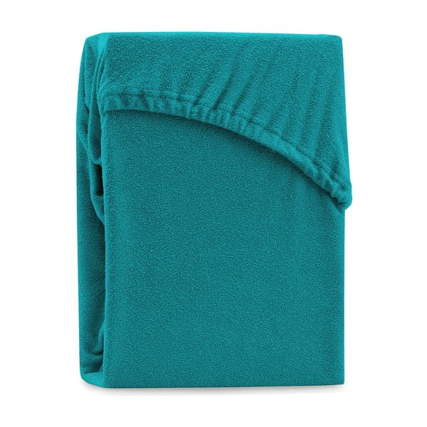 Iš frote audinio paklodė tamsiai žalios spalvos/mėlynos spalvos su guma 140x200 cm Ruby – AmeliaHome
