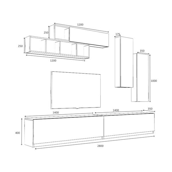 Baltas TV staliukas 140x40 cm Dona - Gauge Concept-image-3