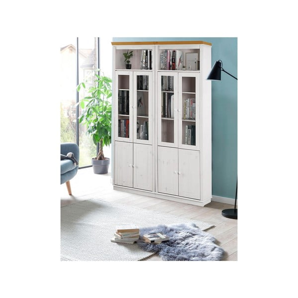 Iš pušies masyvo vitrina baltos spalvos 148x223 cm Anita – Støraa-image-2