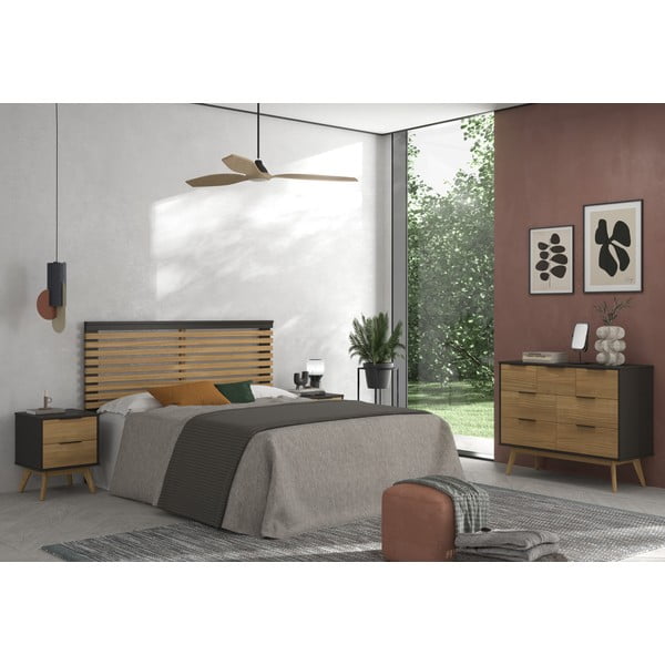 Juodos/natūralios pušies galvūgalis 163x100 cm Lavis - Marckeric-image-1