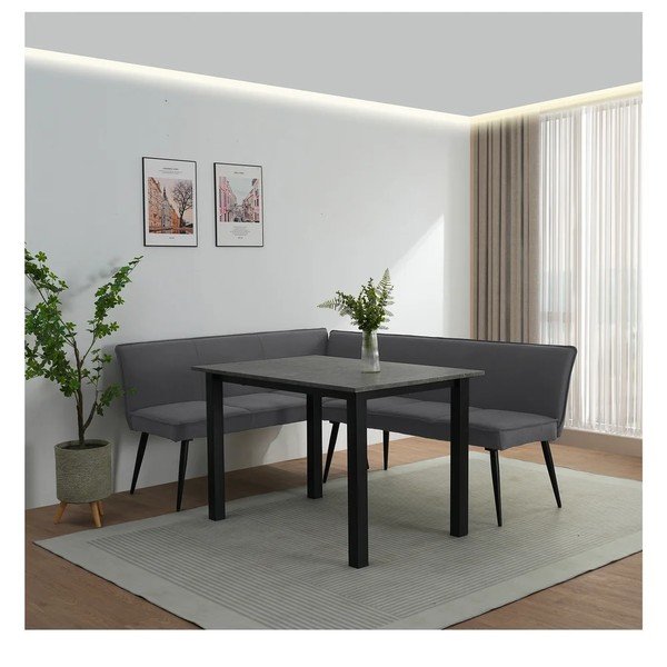 Antracito spalvos metalinis/paminkštinto audinio suolas Watford – Støraa-image-3