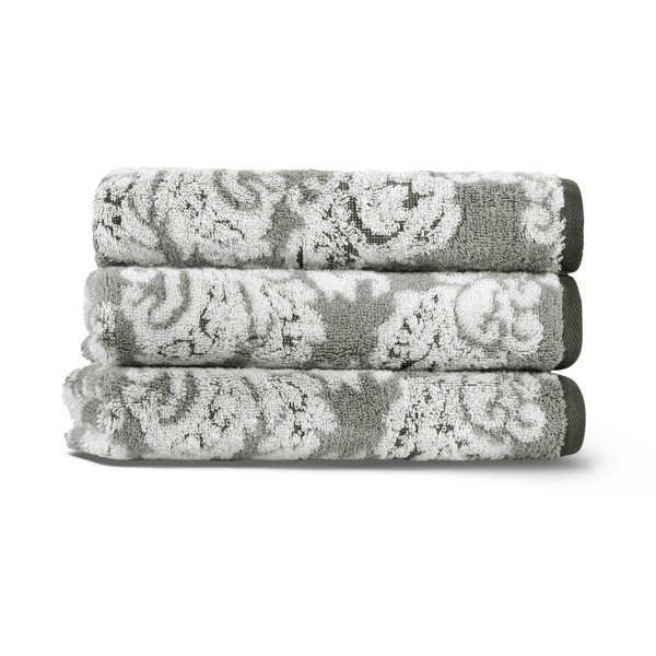 Rankšluostis pilkos spalvos iš medvilnės 33x33 cm Damask – Foutastic-image-1