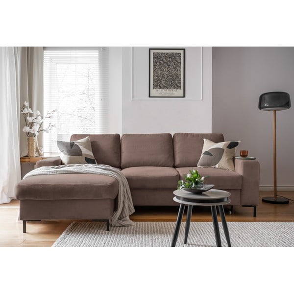 Iš kordinio velveto sulankstoma kampinė sofa rudos spalvos (su kairiuoju kampu) Lofty Lilly – Miuform-image-4