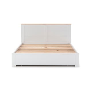 Balta dvigulė lova su patalynės dėže Marckeric Gabi, 160 x 200 cm