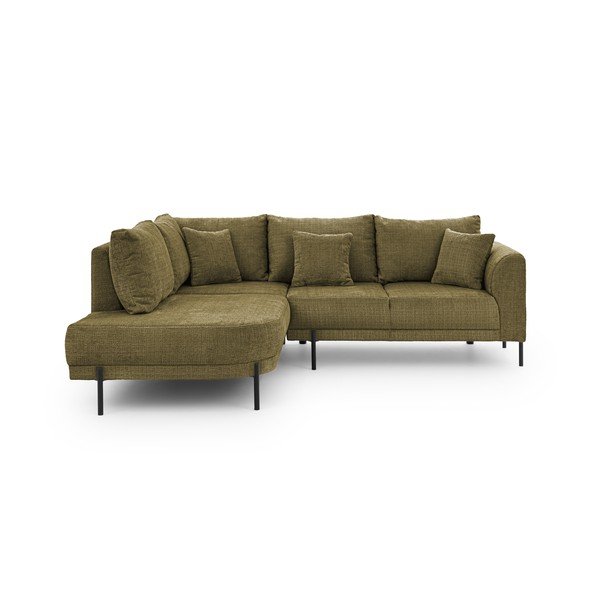 Žalios spalvos kampinė sofa iš šenilinio audinio (su kairiuoju kampu/„L“ formos) Mauris  – Ropez