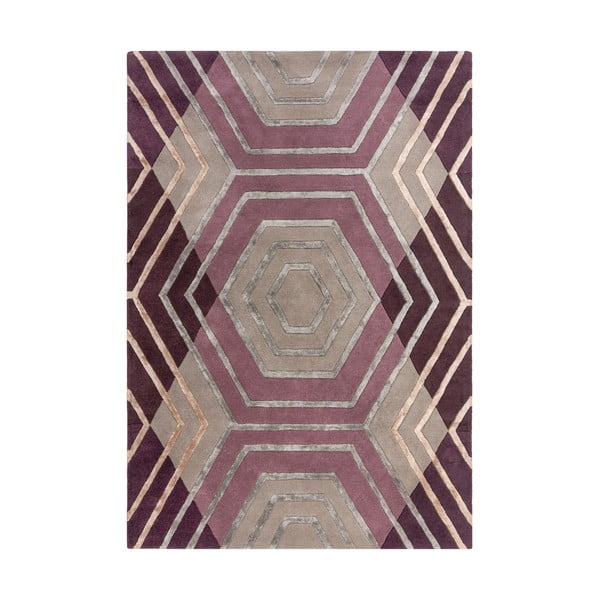 Violetinės spalvos vilnonis kilimas Flair Rugs Harlow, 120 x 170 cm