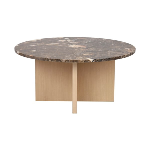Rudos spalvos marmurinis apvalus kavos staliukas 90x90 cm Brooksville - Rowico-image-3