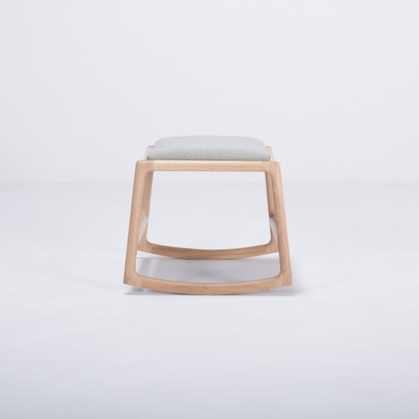 Ąžuolo medžio konstrukcijos osmanas su mėlynai pilkos tekstilės sėdyne Gazzda Dedo-image-1