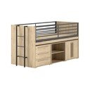 Natūralios spalvos paaukštinta vaikiška lova su sandėliavimo vieta su lovos grotelėmis 90x200 cm Sam – Vipack