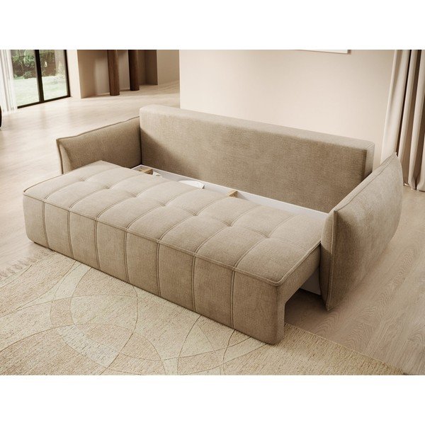 Šviesiai rudos spalvos iš velveto sulankstoma/su sandėliavimo vieta sofa 242 cm Weltton – ELTAP-image-4