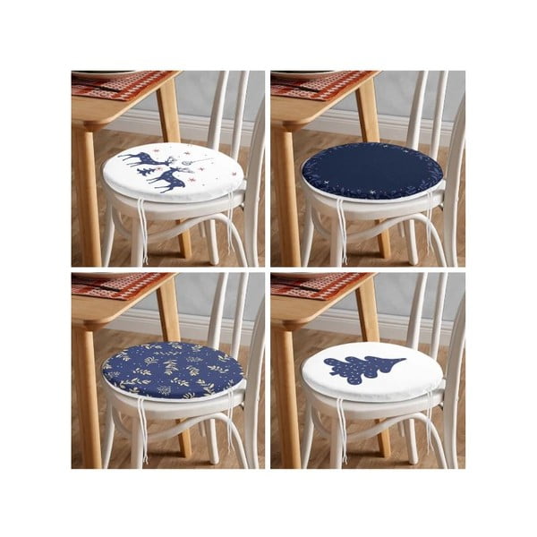 Sėdynės pagalvėlės 4 vnt. su Kalėdų motyvu ø 40 cm Blue Christmas – Mila Home-image-4