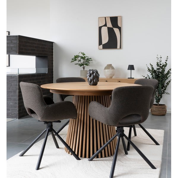 Apvalios formos prailginamas valgomojo stalas su ąžuolo dekoro stalviršiu ø 120 cm Osaka – House Nordic-image-1