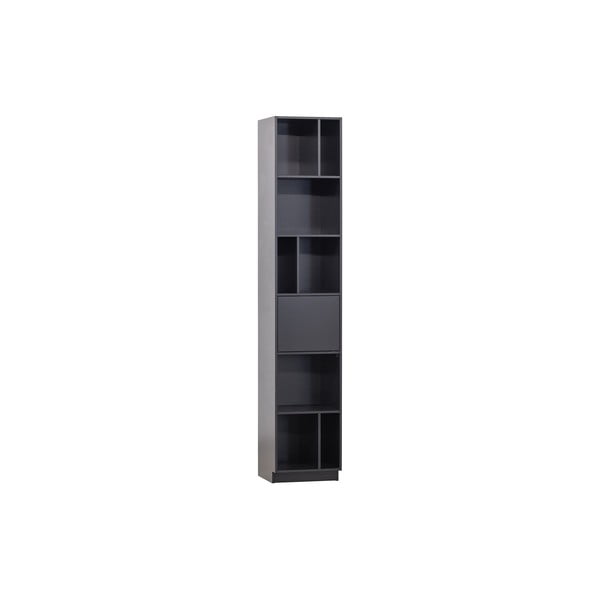 Knygų spinta juodos spalvos iš pušies masyvo 40x210 cm Finca – WOOOD-image-3