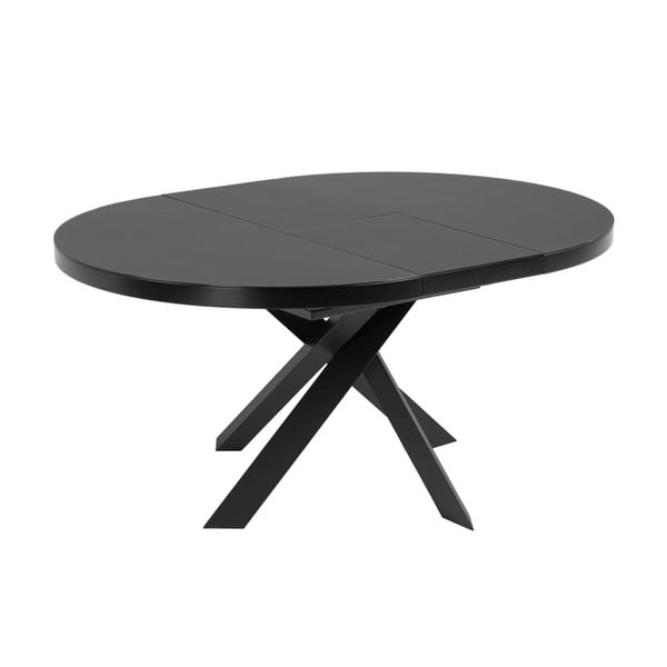 Apvalios formos prailginamas valgomojo stalas juodos spalvos su stikliniu stalviršiu ø 160 cm Vashti – Kave Home-image-2