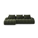 Žalios spalvos iš velveto sulankstoma/su sandėliavimo vieta kampinė sofa (su kairiuoju kampu/su gultu) Linz – Cosmopolitan Design