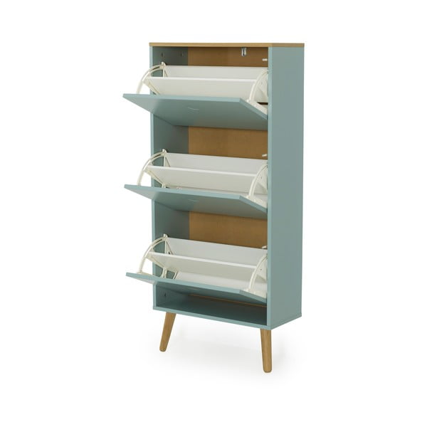 Žalia batų lentyna su ąžuolo medžio kojomis ir 3 lentynomis Tenzo Dot-image-3