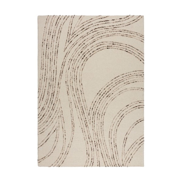 Iš vilnos kilimas rudos spalvos/kreminės spalvos 200x290 cm Abstract Swirl – Flair Rugs