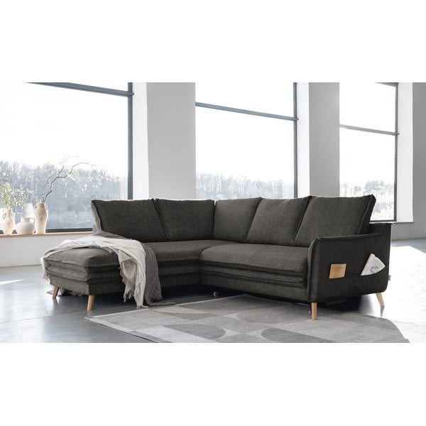 Sulankstoma kampinė sofa tamsiai pilkos spalvos (su kairiuoju kampu) Charming Charlie – Miuform-image-3