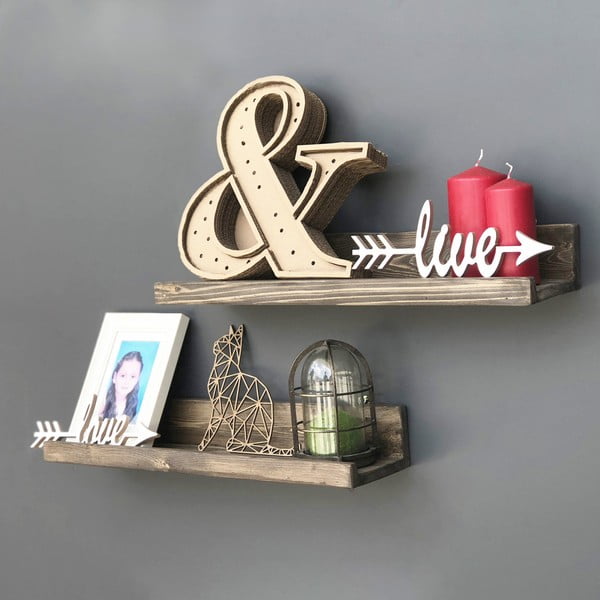 2 paprastų medinių sieninių lentynų rinkinys-image-1