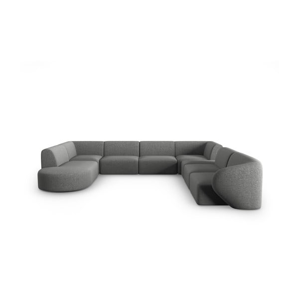 Pilkos spalvos iš šenilinio audinio kampinė sofa (su dešiniuoju kampu/„U“ formos) Paolo – Milo Casa