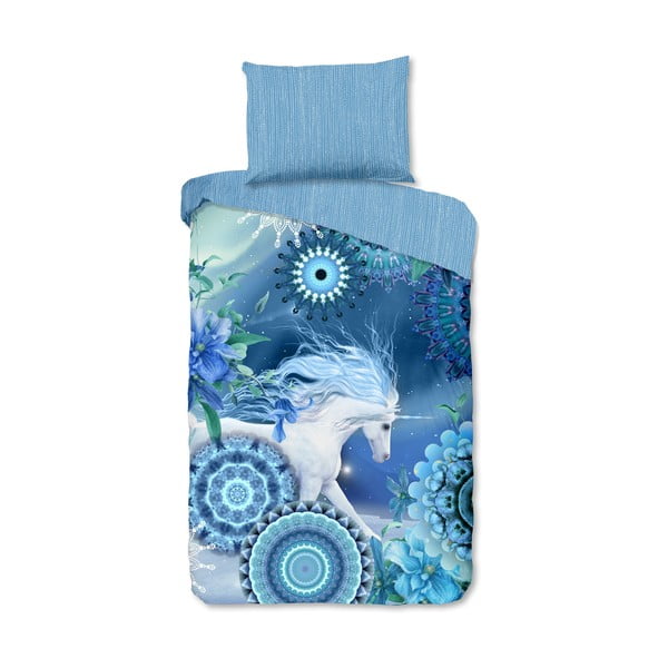 Mėlynos spalvos iš flanelės viengulė patalynė 140x200 cm Lumi – HIP