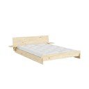 Šviesios natūralios spalvos iš pušies masyvo dvigulė lova su lovos grotelėmis 180x200 cm Latch – Karup