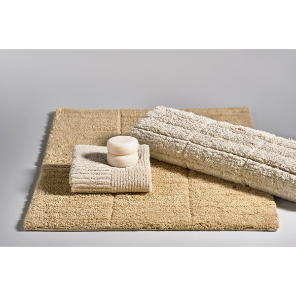 Smėlio spalvos medvilninis vonios kambario kilimėlis Zone Tiles, 80 x 50 cm-image-1