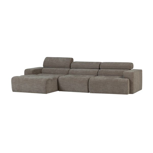 Pilkos spalvos reguliuojama kampinė sofa (su kairiuoju kampu/su gultu) Novi – WOOOD