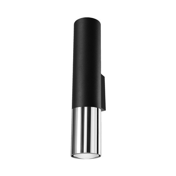 Juodos spalvos/sidabrinės spalvos iš metalo sieninė lempa ø 6 cm Longbot – Sollux