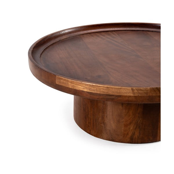 Tamsiai rudos spalvos iš mango masyvo apvalios formos kavos staliukas 80x80 cm Giselle – MOME-image-2