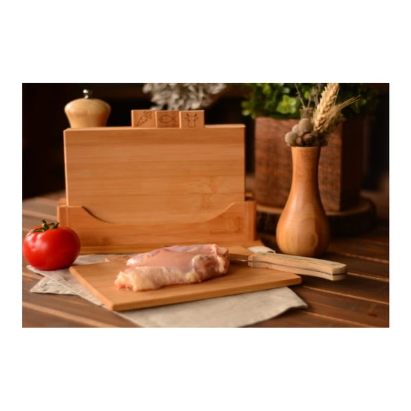 4 bambukinių pjaustymo lentelių rinkinys su stovu Bambum Tapenade-image-2