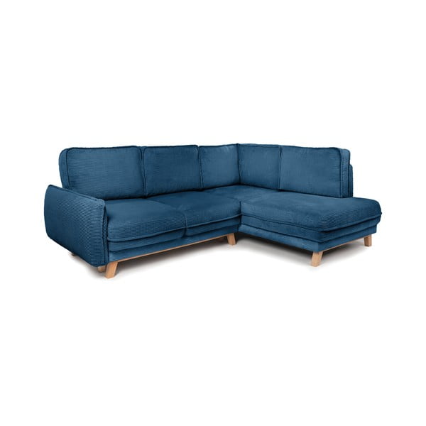Iš kordinio velveto sulankstoma kampinė sofa mėlynos spalvos (su dešiniuoju kampu) Tori – Bonami Selection-image-2
